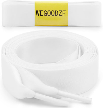 Flat Satin Ribbon Shoelaces: 2cm Wide Silk Shoe Laces for Women -2 Pair V1259-DP01-A-1945