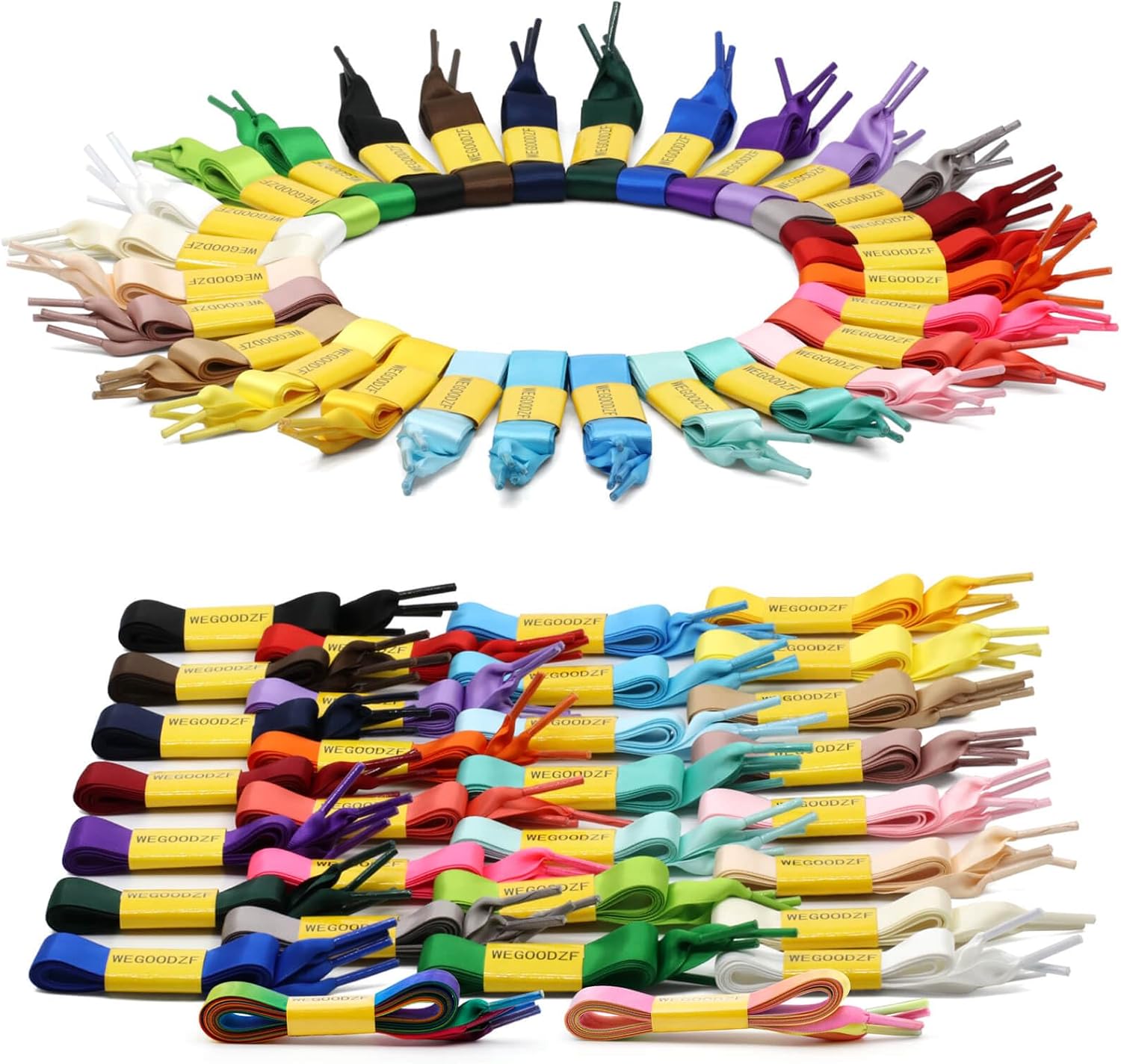Flat Satin Ribbon Shoelaces: 2cm Wide Silk Shoe Laces for Women -2 Pair V1259-DP01-A-1945