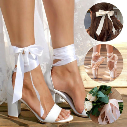 Flat Satin Ribbon Shoelaces: 2cm Wide Silk Shoe Laces for Women -2 Pair V1259-DP01-A-1945