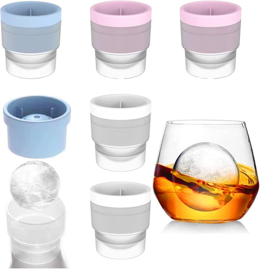 Large Ice Ball Molds 6 PCS - Silicone Spherical Ice Cube Trays for Whiskey, Cocktails, Cold Drinks - Freezer V1259-DP01-A-1947