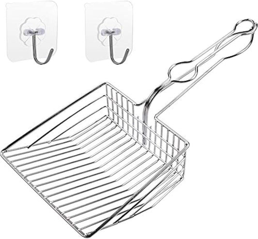 Metal Cat Litter Scoop, Fast and Clean Clumping Kitty Litter Scooper with Holder, Flat Ledging Edge, Large V1259-DP01-A-1949