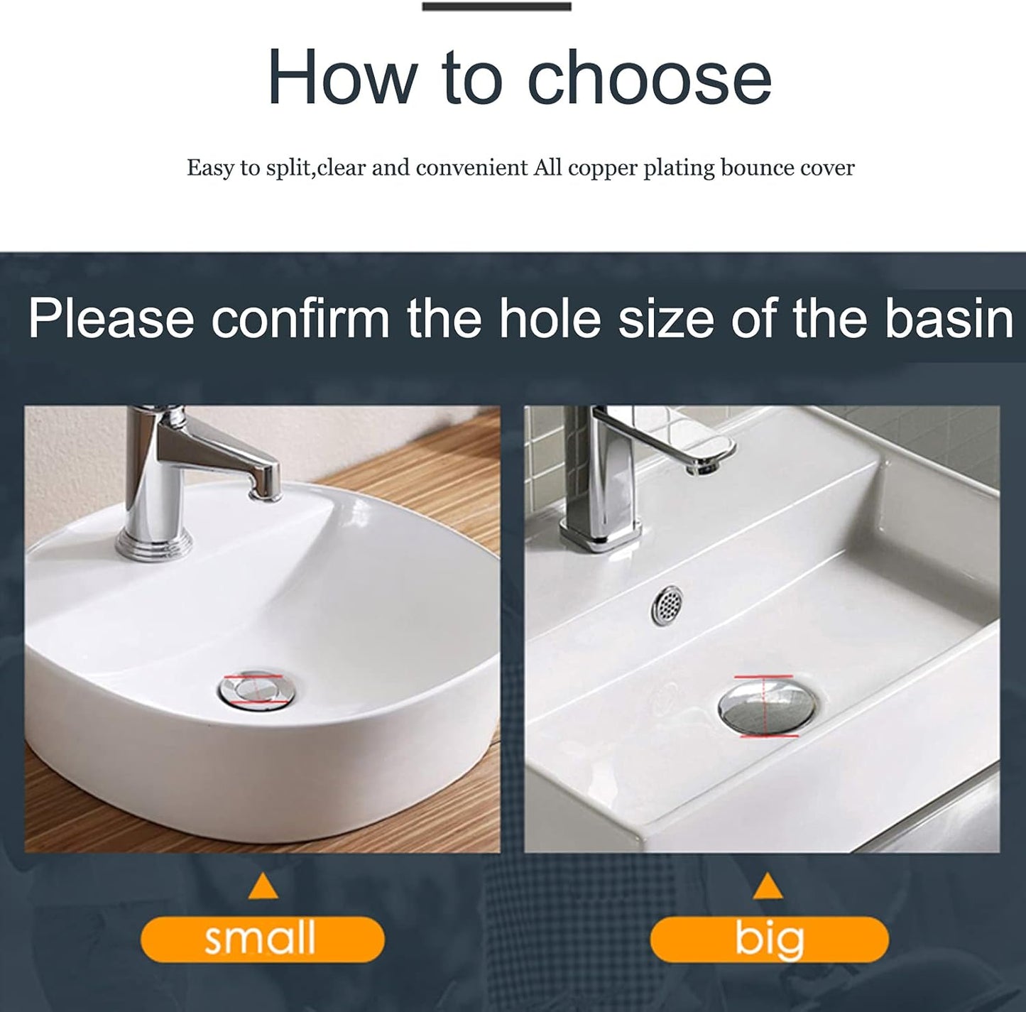 Pop-Up Click Clack Plug,66 mm Bathroom Basin Sink Button Drain,Suitable for Kitchen Bathroom Washbasin, Solid V1259-DP01-A-1957