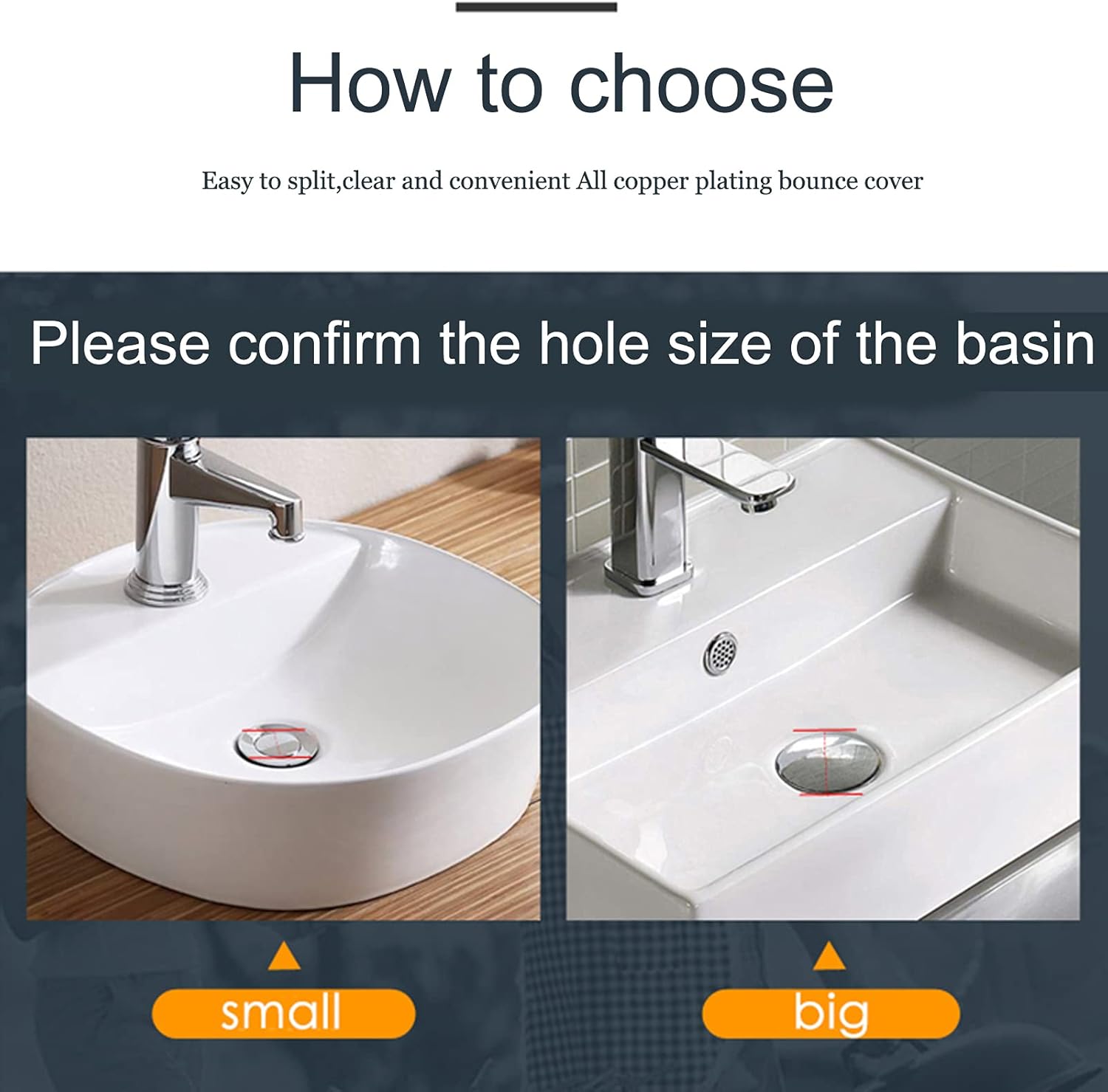 Pop-Up Click Clack Plug,66 mm Bathroom Basin Sink Button Drain,Suitable for Kitchen Bathroom Washbasin, Solid V1259-DP01-A-1957