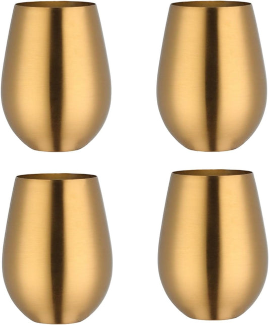 Stemless 17 OZ Tumbler Wine Glasses Set of 4, 304 Stainless Steel Cups for Home Restaurants Bars Outdoor, V1259-DP01-A-1972