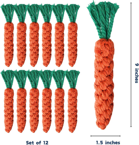 12 PCS Carrot Dog Rope Toys for Dogs, Durable Chew Toys for Aggressive Chewers, Entertainment & Interaction, V1259-DP01-A-1979