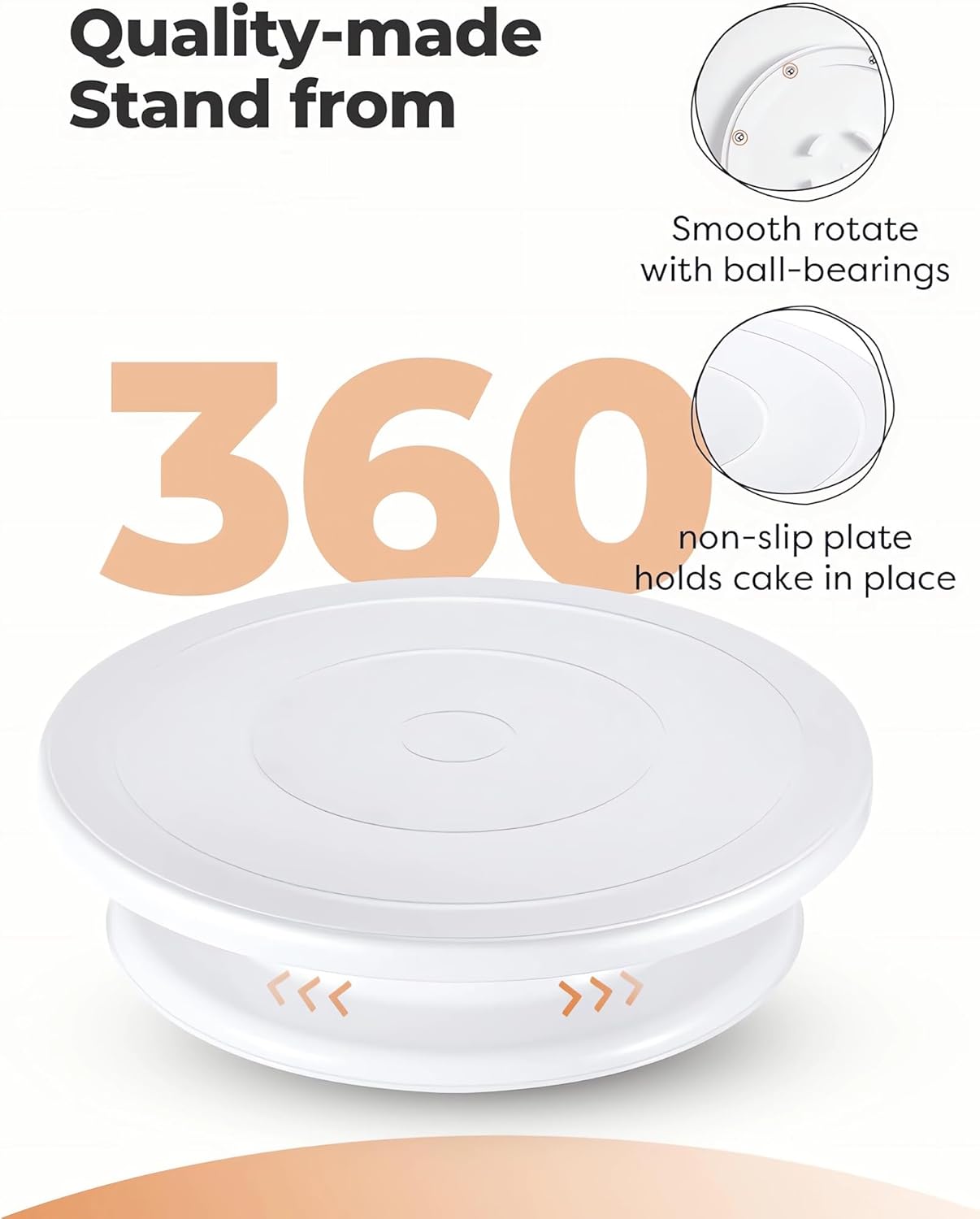11 Inch Cake Rotating Turntable with 2 Icing Spatula and 3 Icing Smoother, Cake Rotating Turntable Stand V1259-DP01-A-1982