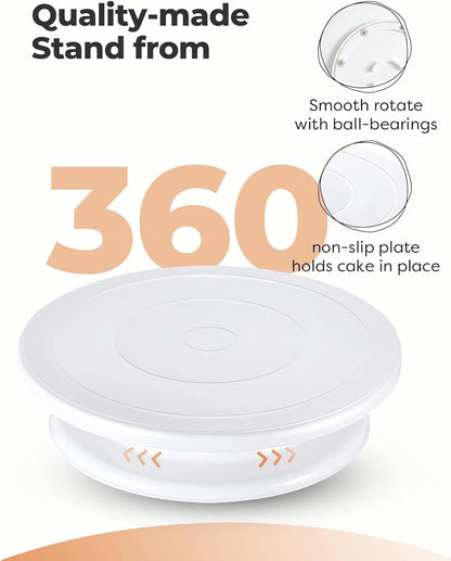 11 Inch Cake Rotating Turntable with 2 Icing Spatula and 3 Icing Smoother, Cake Rotating Turntable Stand V1259-DP01-A-1982