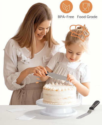 11 Inch Cake Rotating Turntable with 2 Icing Spatula and 3 Icing Smoother, Cake Rotating Turntable Stand V1259-DP01-A-1982