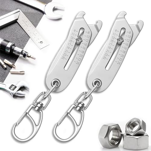 Portable Precise Thread Size Checker Keychain, Bolt Size Finder Keychain Measuring Both Metric & SAE Sizes, V1259-DP01-A-1988