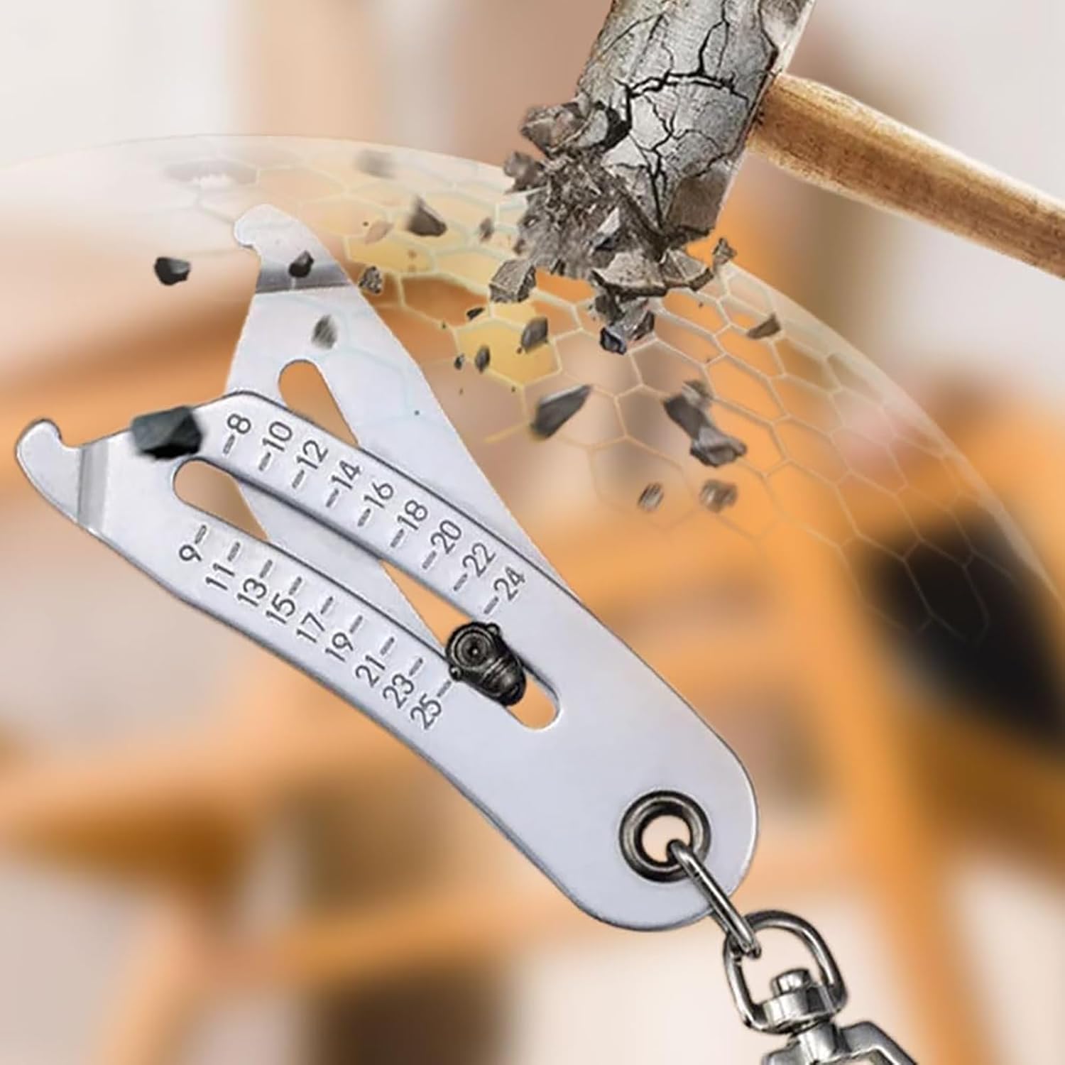 Portable Precise Thread Size Checker Keychain, Bolt Size Finder Keychain Measuring Both Metric & SAE Sizes, V1259-DP01-A-1988