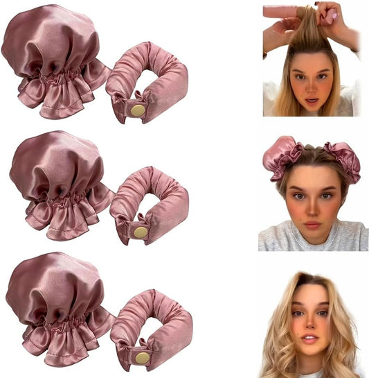 Satin Heatless Hair Curler 3 Sets, Heatless Curls for All Hair Types with Hair Caps, No Heat Curlers to Sleep V1259-DP01-A-1989