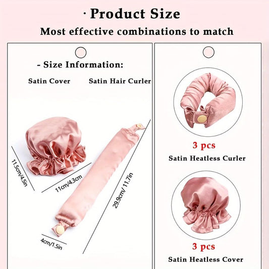 Satin Heatless Hair Curler 3 Sets, Heatless Curls for All Hair Types with Hair Caps, No Heat Curlers to Sleep V1259-DP01-A-1989