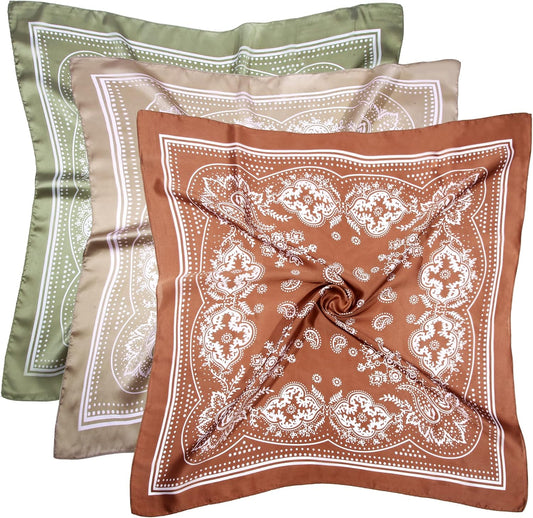 3 Pcs 27.5 Inches Satin Head Scarf Hair Scarf Silk Head Scarf Silk Bandana Silk Hair Wrap Neck Scarf for V1259-DP01-A-1992