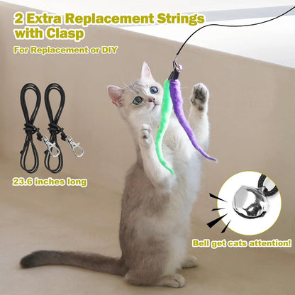 Huidcom Cat Feather Toy Retractable Cat Toys Wand with 2 Wands & 9 Assorted Teaser Refills Interactive V1259-DP01-A-1993
