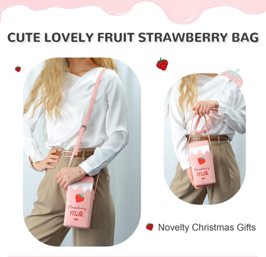 Girls Fruits Banana Strawberry Milk Box Cross Body Purse Bag Women Phone Wallet Shoulder Bags V1259-DP01-A-1994