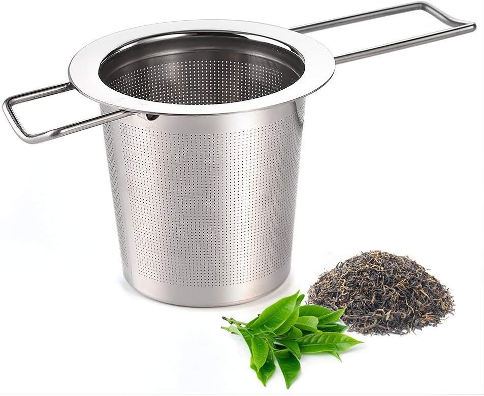Tea Infuser Stainless Steel Tea Strainer Steeper Filter with Folding Handle for Loose Leaf Grain Tea Cups, V1259-DP01-A-1998