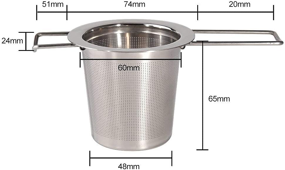 Tea Infuser Stainless Steel Tea Strainer Steeper Filter with Folding Handle for Loose Leaf Grain Tea Cups, V1259-DP01-A-1998