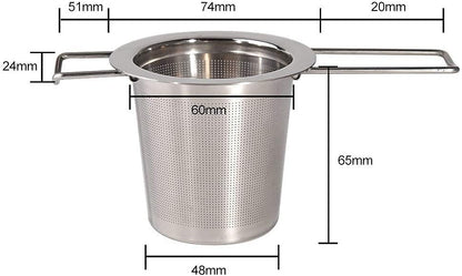 Tea Infuser Stainless Steel Tea Strainer Steeper Filter with Folding Handle for Loose Leaf Grain Tea Cups, V1259-DP01-A-1998