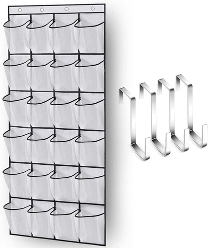 Over The Door Shoe Organizer 24 Large Mesh Pockets, White V1259-DP01-A-2005
