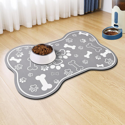 Dog Cat Food Mat,Rapid AbsorbentPet Feeding Mat, Bone Shaped Dog Placemat Water Bowl Mat with Rubber V1259-DP01-A-2011