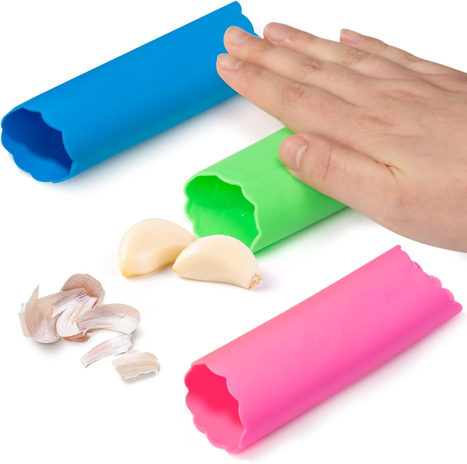 Garlic Peeler, Silicone Garlic Roller Peeling Tube Tool for Useful Kitchen Tools, 3PCS Random Color V1259-DP01-A-2014