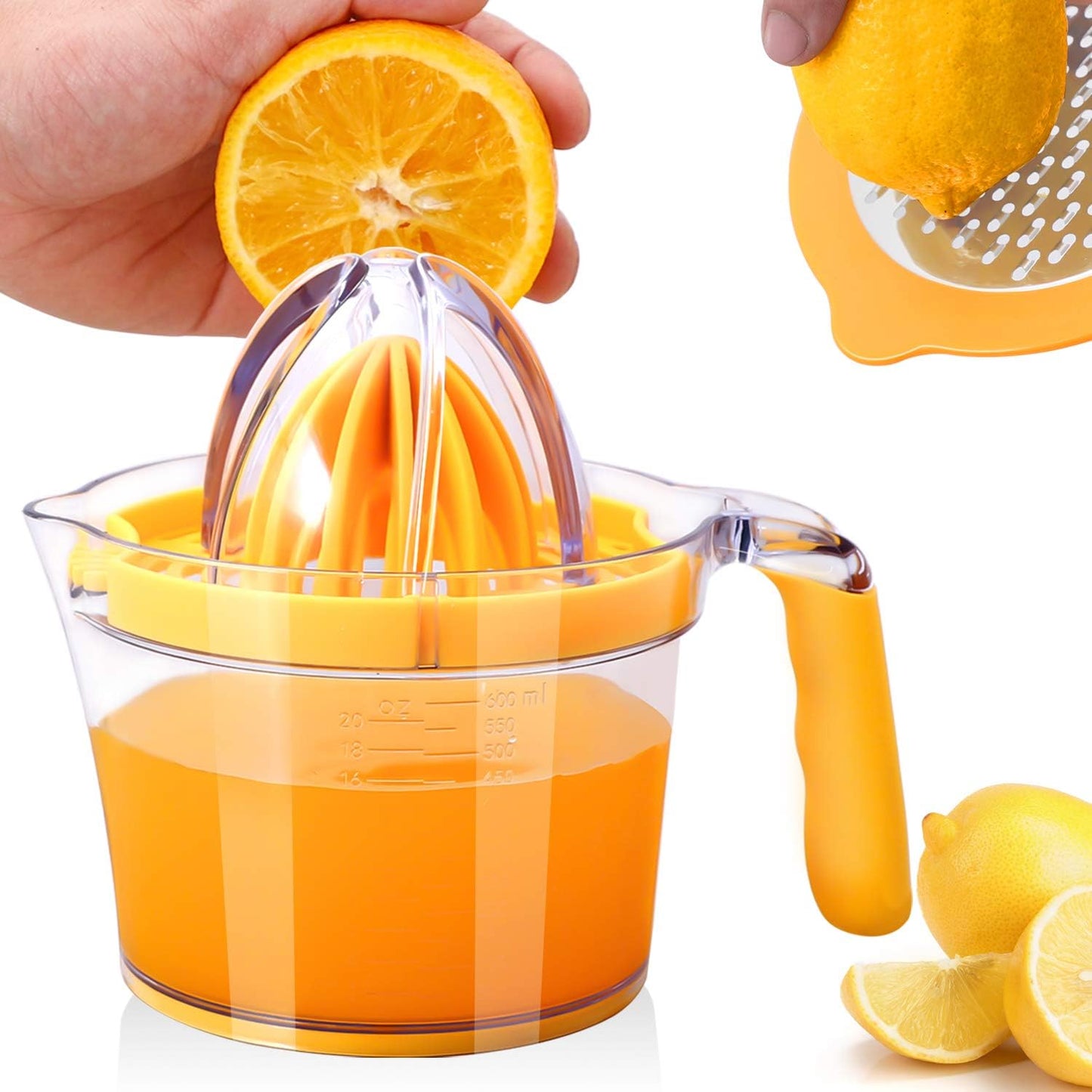 Citrus Lemon Orange Juicer Manual Hand Squeezer, Fruit Juicer Lime Press with Built-in Measuring Cup and V1259-DP01-A-2018