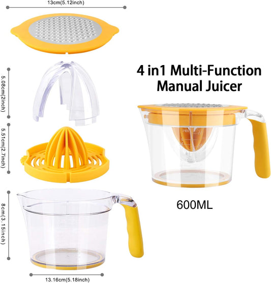 Citrus Lemon Orange Juicer Manual Hand Squeezer, Fruit Juicer Lime Press with Built-in Measuring Cup and V1259-DP01-A-2018