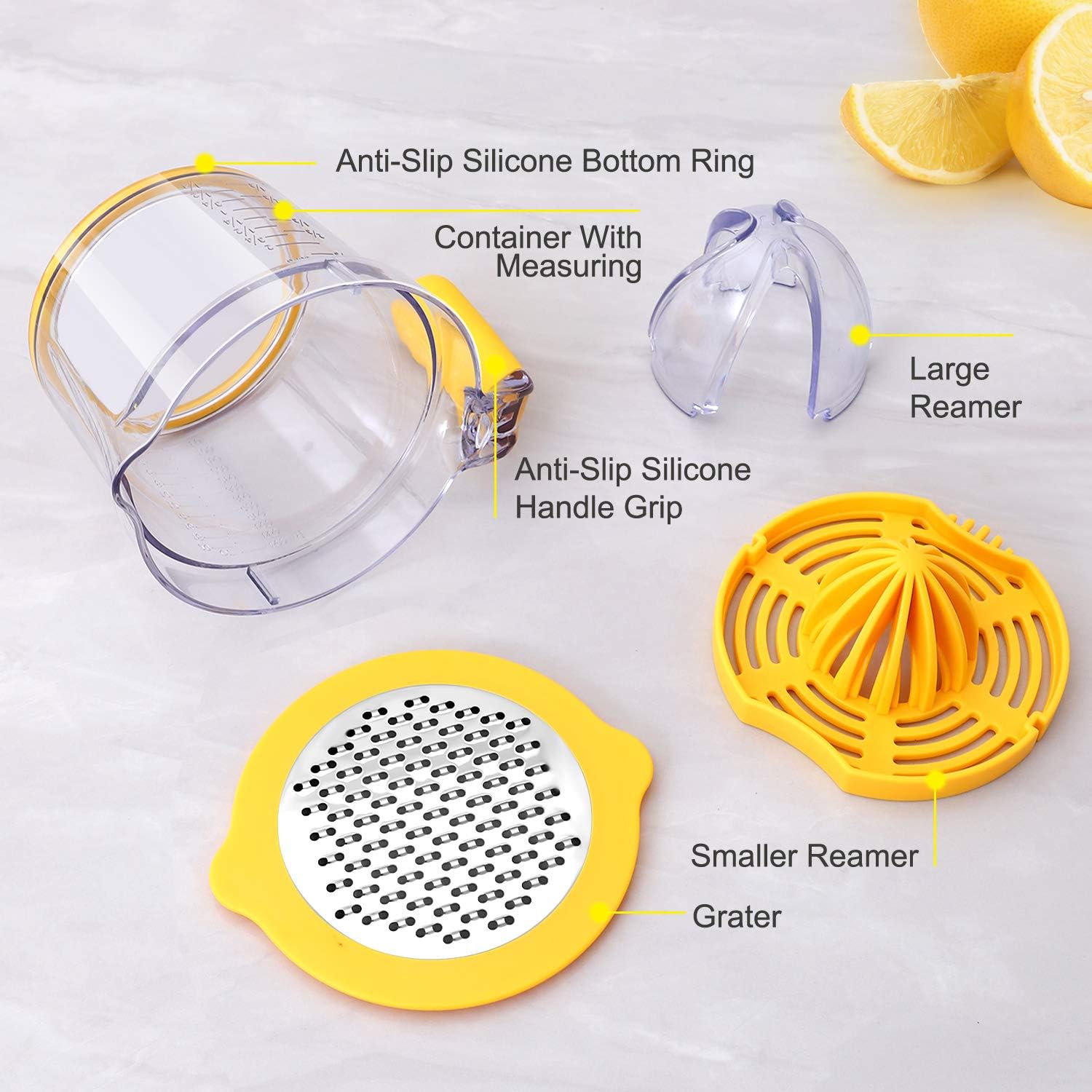 Citrus Lemon Orange Juicer Manual Hand Squeezer, Fruit Juicer Lime Press with Built-in Measuring Cup and V1259-DP01-A-2018