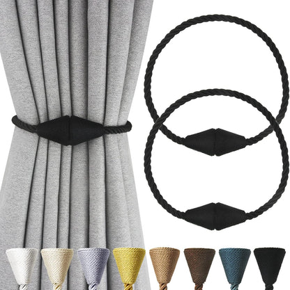 2 Pack Magnetic Curtain Tiebacks Rope Modern Handmade Curtain Tie Backs Decorative Drapes Weave Holdbacks for V1259-DP01-A-2021