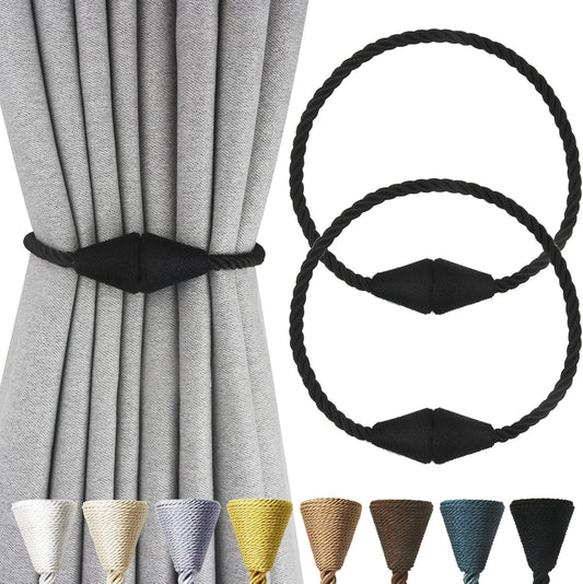 2 Pack Magnetic Curtain Tiebacks Rope Modern Handmade Curtain Tie Backs Decorative Drapes Weave Holdbacks for V1259-DP01-A-2021