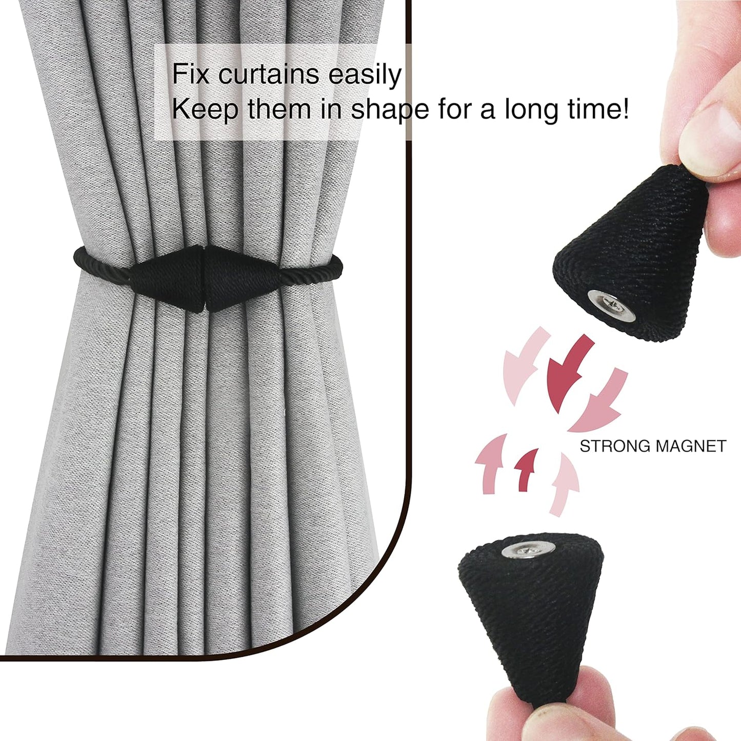 2 Pack Magnetic Curtain Tiebacks Rope Modern Handmade Curtain Tie Backs Decorative Drapes Weave Holdbacks for V1259-DP01-A-2021