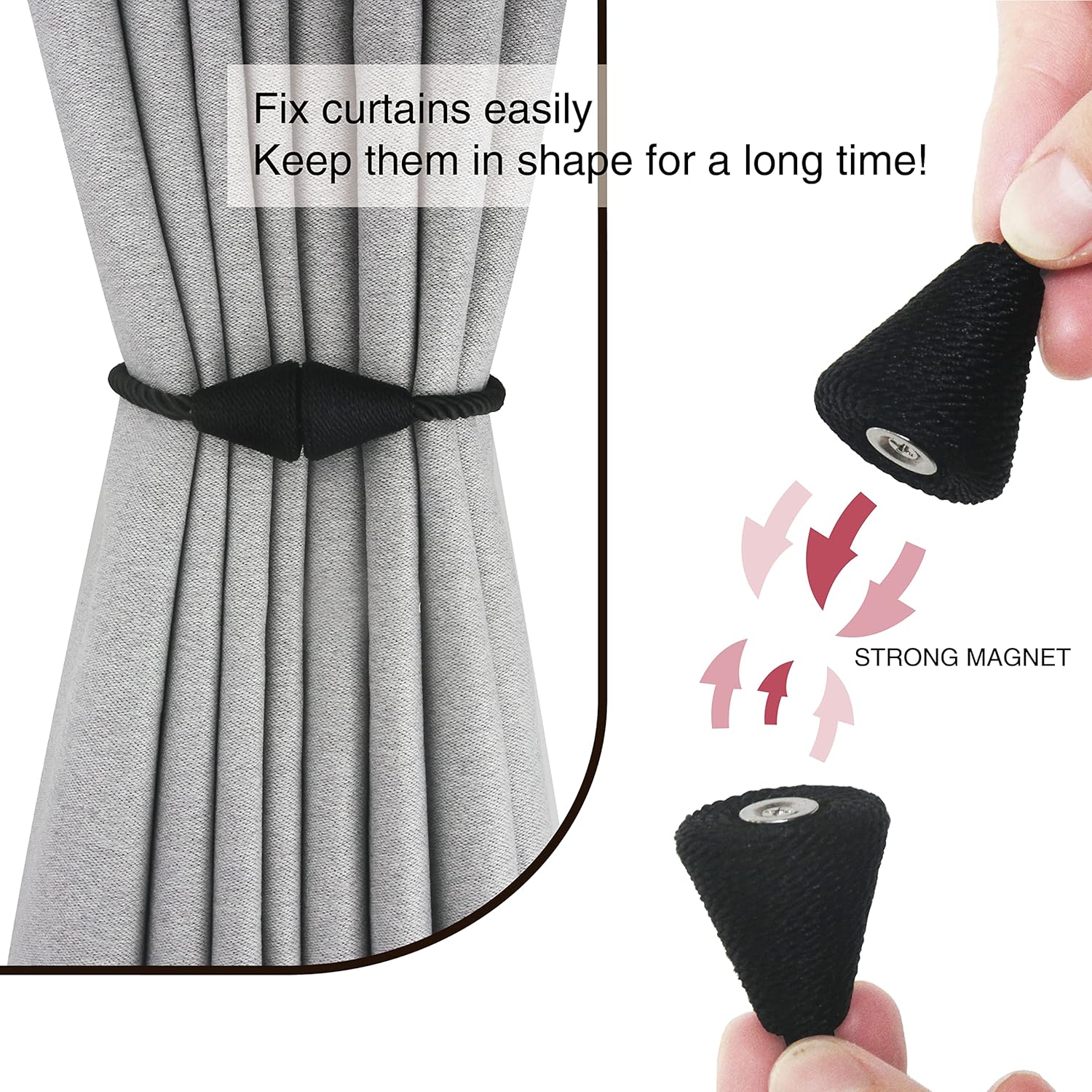2 Pack Magnetic Curtain Tiebacks Rope Modern Handmade Curtain Tie Backs Decorative Drapes Weave Holdbacks for V1259-DP01-A-2021
