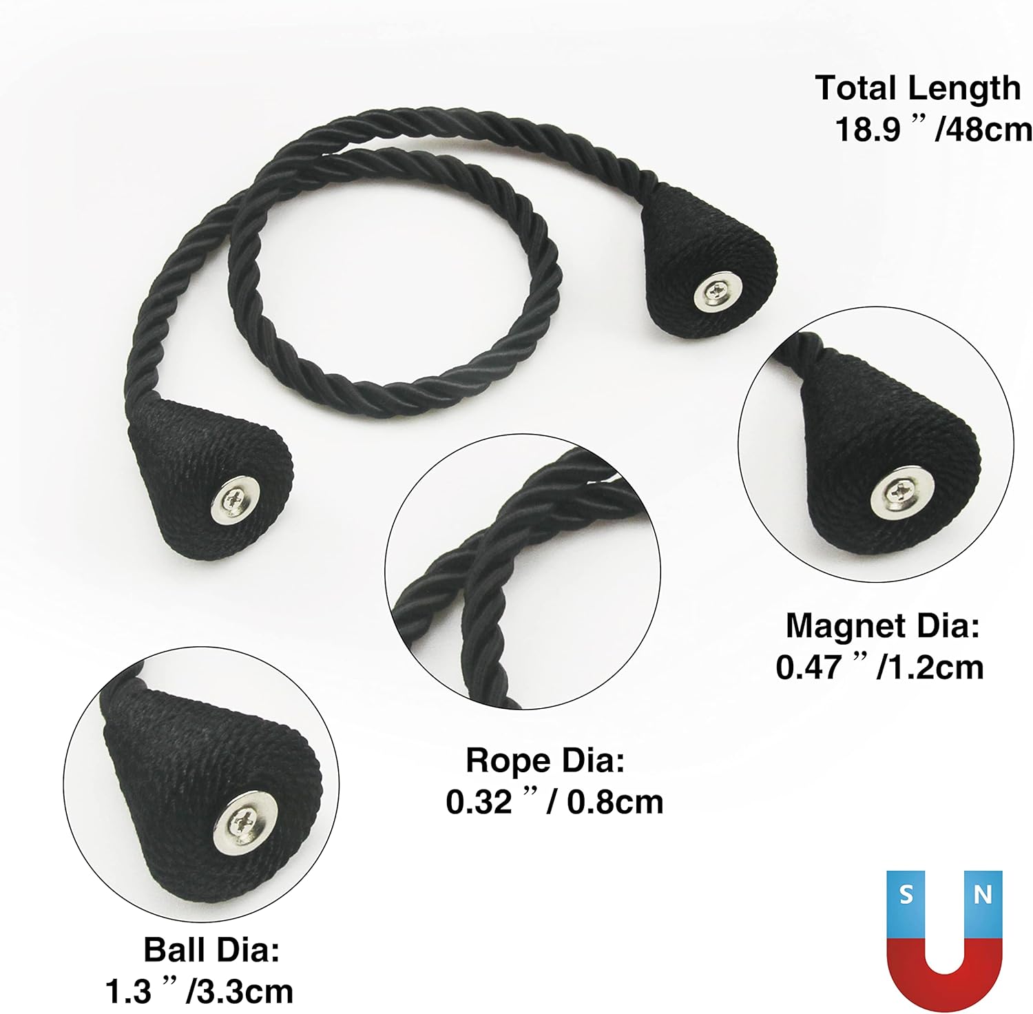 2 Pack Magnetic Curtain Tiebacks Rope Modern Handmade Curtain Tie Backs Decorative Drapes Weave Holdbacks for V1259-DP01-A-2021