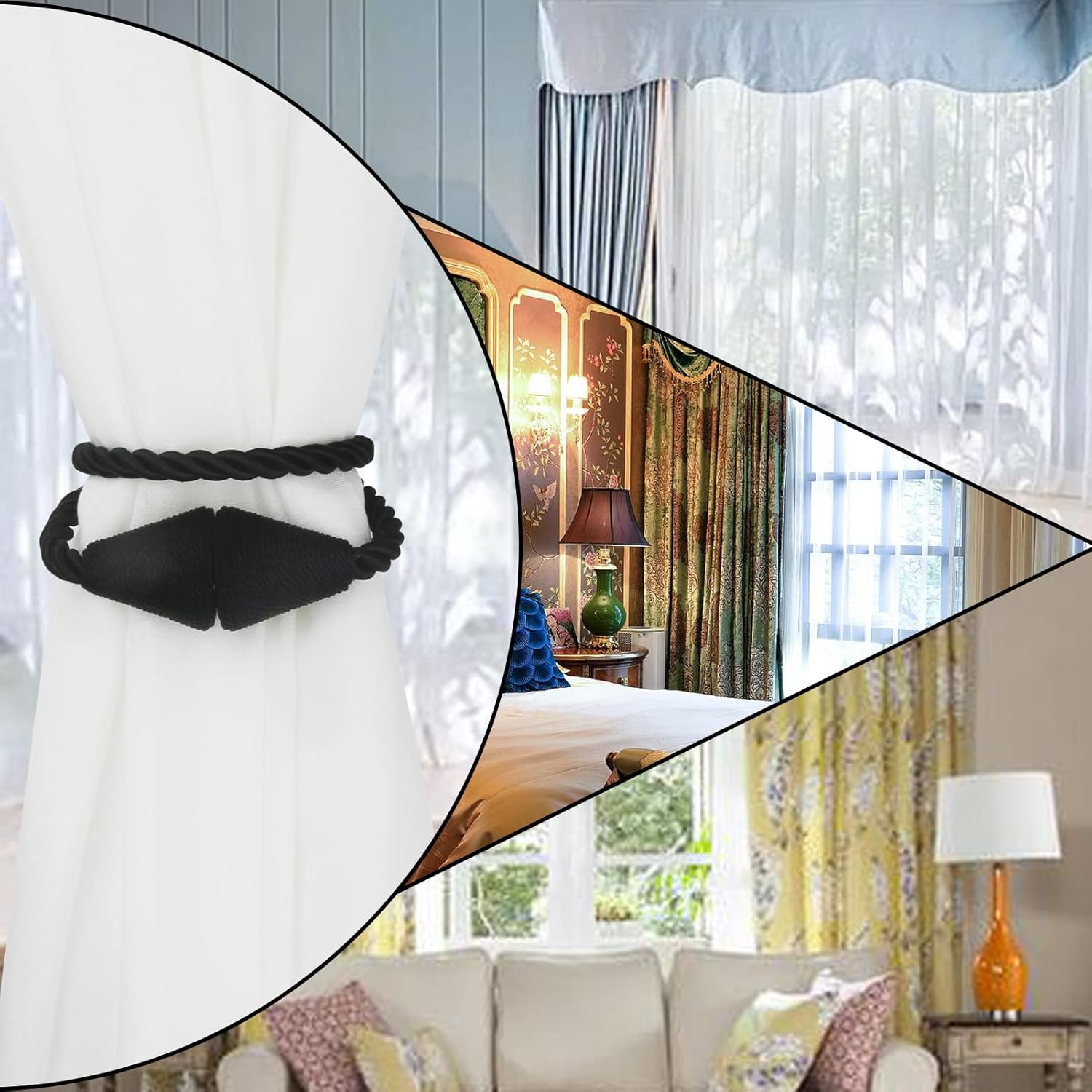 2 Pack Magnetic Curtain Tiebacks Rope Modern Handmade Curtain Tie Backs Decorative Drapes Weave Holdbacks for V1259-DP01-A-2021