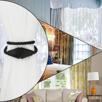 2 Pack Magnetic Curtain Tiebacks Rope Modern Handmade Curtain Tie Backs Decorative Drapes Weave Holdbacks for V1259-DP01-A-2021