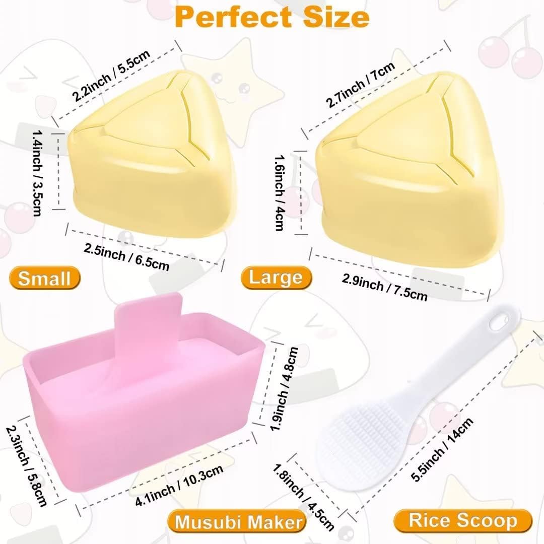 Onigiri Rice Ball Maker Kit - 3 Pack Triangle Mold, Musubi Press for Kid Lunch Bento, Home DIY Sushi V1259-DP01-A-2023
