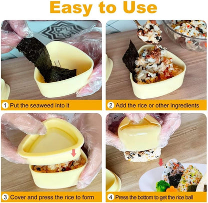 Onigiri Rice Ball Maker Kit - 3 Pack Triangle Mold, Musubi Press for Kid Lunch Bento, Home DIY Sushi V1259-DP01-A-2023