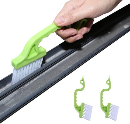 2pcs Hand-held Groove Gap Cleaning Tools Door Window Track Kitchen Cleaning Brushes(Green) V1259-DP01-A-2028