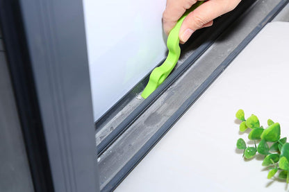2pcs Hand-held Groove Gap Cleaning Tools Door Window Track Kitchen Cleaning Brushes(Green) V1259-DP01-A-2028