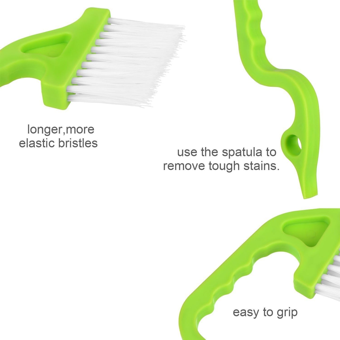 2pcs Hand-held Groove Gap Cleaning Tools Door Window Track Kitchen Cleaning Brushes(Green) V1259-DP01-A-2028