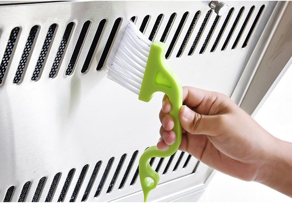 2pcs Hand-held Groove Gap Cleaning Tools Door Window Track Kitchen Cleaning Brushes(Green) V1259-DP01-A-2028