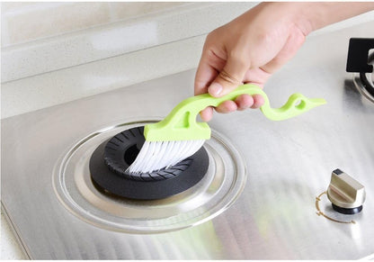 2pcs Hand-held Groove Gap Cleaning Tools Door Window Track Kitchen Cleaning Brushes(Green) V1259-DP01-A-2028