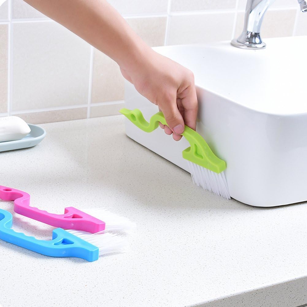 2pcs Hand-held Groove Gap Cleaning Tools Door Window Track Kitchen Cleaning Brushes(Green) V1259-DP01-A-2028