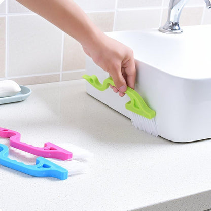 2pcs Hand-held Groove Gap Cleaning Tools Door Window Track Kitchen Cleaning Brushes(Green) V1259-DP01-A-2028