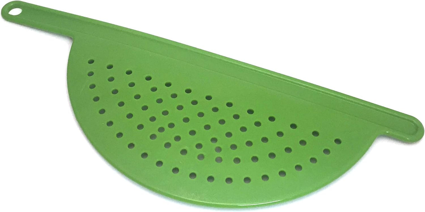 Plastic Kitchen Pot Strainer with Handle - Hand Held Flat Crescent Small Drainer - Handheld for Straining V1259-DP01-A-2030