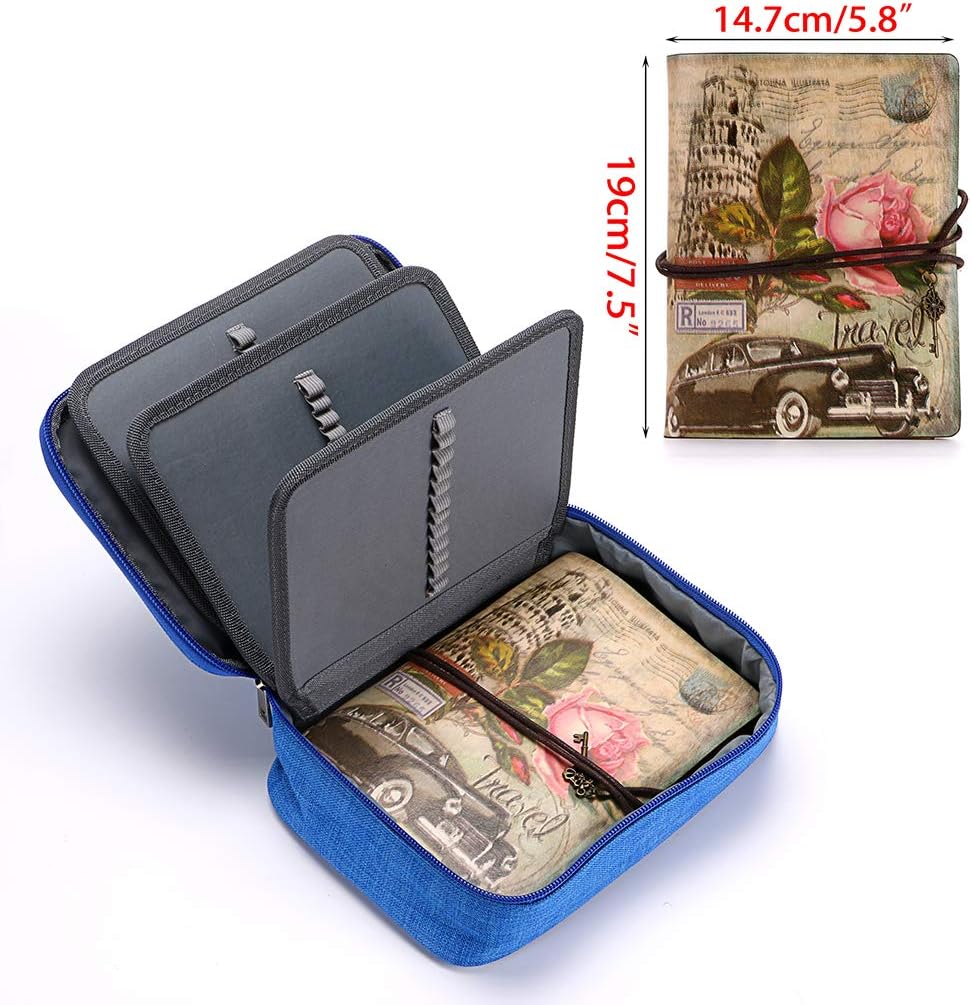 High Capacity Zipper Pens Pencil Case-Multi-Functional Stationery Pencil Pouch 72 Slots(Blue) V1259-DP01-A-2033