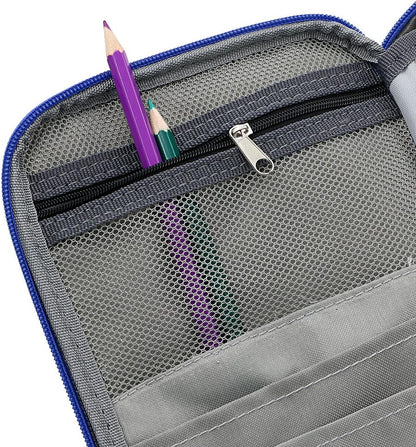 High Capacity Zipper Pens Pencil Case-Multi-Functional Stationery Pencil Pouch 72 Slots(Blue) V1259-DP01-A-2033