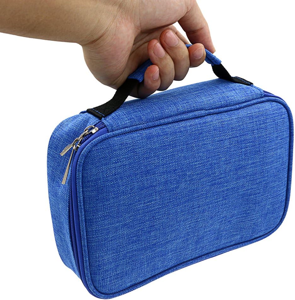 High Capacity Zipper Pens Pencil Case-Multi-Functional Stationery Pencil Pouch 72 Slots(Blue) V1259-DP01-A-2033