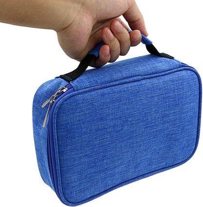 High Capacity Zipper Pens Pencil Case-Multi-Functional Stationery Pencil Pouch 72 Slots(Blue) V1259-DP01-A-2033