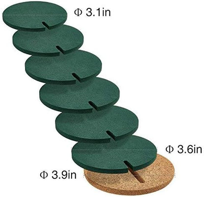 Flee 6-Piece Green Coaster Set with Flower Pot Shaped Holder for Drinks,Coffee,Cup V1259-DP01-A-2035